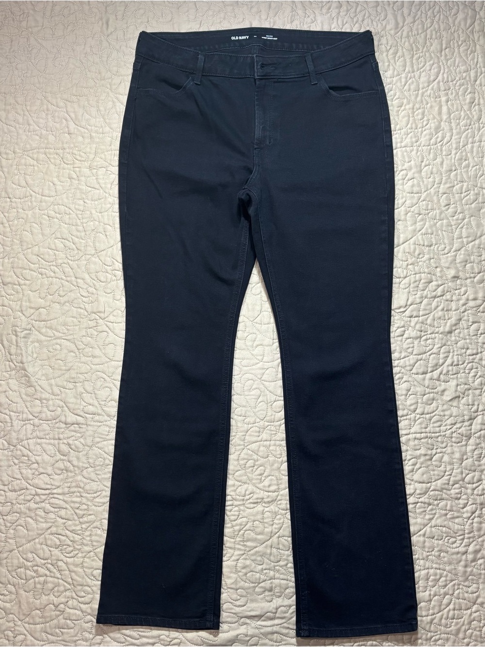 Old Navy Mid Rise WOW Boot Cut Black Denim Jeans 14 90s Y2K Minimalist Rocker